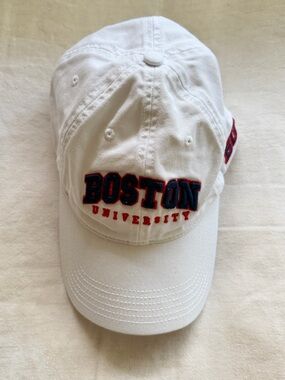 Legacy White Boston University Baseball Cap with Red and Navy Embroidery